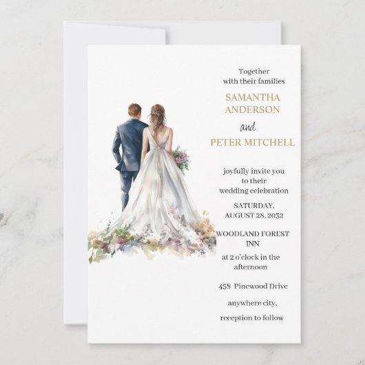 Rustic Classic Boho Blues Hochzeit Einladung (Vorderseite)