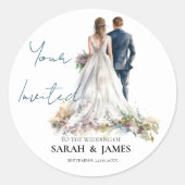 Rustic Classic Boho Floral Wedding Runder Aufkleber (Vorderseite)