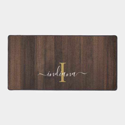 Rustic Classic Monogram Script Name Personalisiert Schreibtischunterlage (Vorderseite)