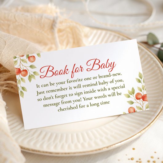 Rustic  Clothesline Apple Book For Baby Shower Begleitkarte