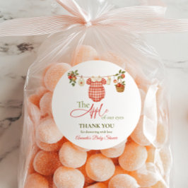 Rustic Clothesline Apple Locally Grown Baby Shower Runder Aufkleber