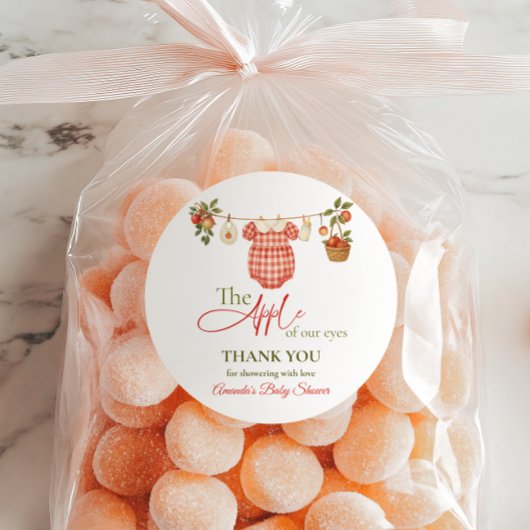 Rustic Clothesline Apple Locally Grown Baby Shower Runder Aufkleber