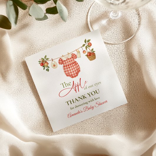 Rustic Clothesline Apple Locally Grown Baby Shower Serviette