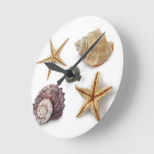 rustic coastal  beach chic seashell starfish runde wanduhr (Winkel)
