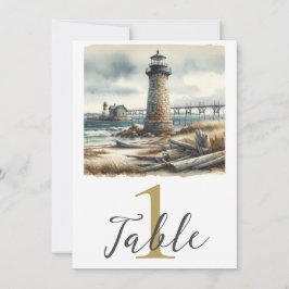 Rustic Coastal Lighthouse Seaside Beach Table  Einladung