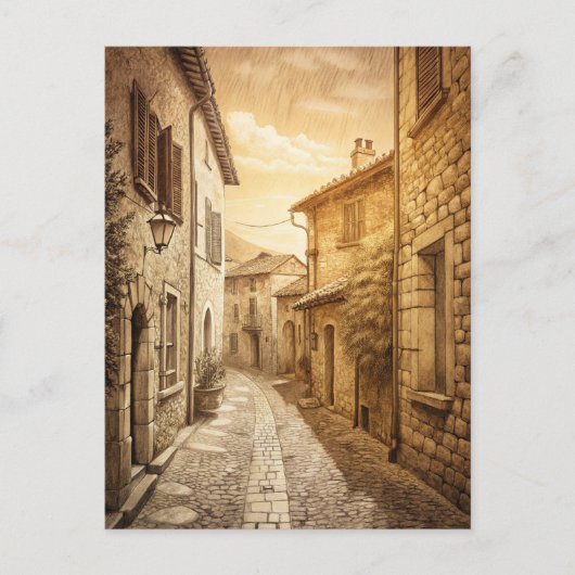 Rustic Cobblestone Streets European Village Postkarte (Vorderseite)