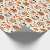 Rustic Coffee and Pie Autumn Pattern with Cozy  Geschenkpapier (Ecke)