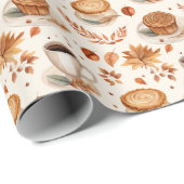 Rustic Coffee and Pie Autumn Pattern with Cozy  Geschenkpapier (Rolleneckpunkt)