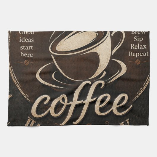 Rustic Coffee Bar Decor Gift Geschirrtuch (Horizontal)