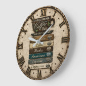 Rustic Coffee Bar Kitchen Farmhouse Decor Große Wanduhr (Winkel)