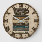 Rustic Coffee Bar Kitchen Farmhouse Decor Große Wanduhr (Vorderseite)