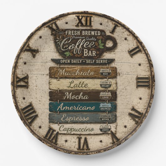 Rustic Coffee Bar Kitchen Farmhouse  Decor  Pappteller (Vorderseite)