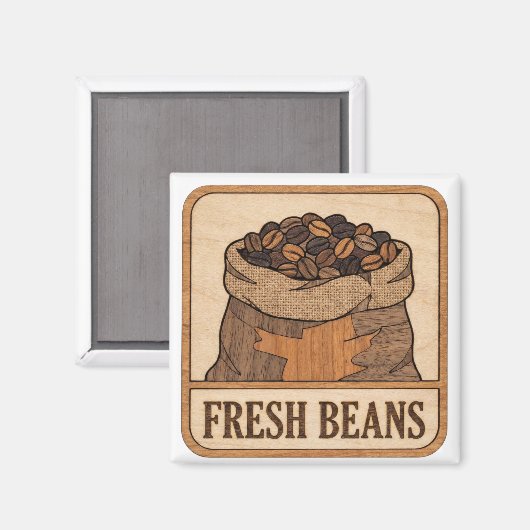 Rustic Coffee Beans Magnet (Vorderseite/Rückseite)