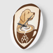 Rustic Coffee & Golden Retriever Shield Logo - Cof Große Wanduhr (Winkel)