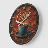 Rustic Coffee Große Wanduhr (Winkel)