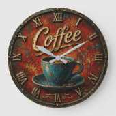 Rustic Coffee Große Wanduhr (Vorderseite)