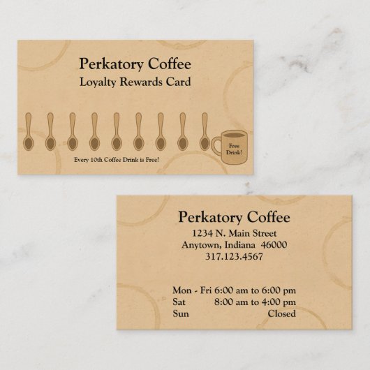 Rustic Coffee Shop Loyalty Card Spots & Freebie Treuekarte (Vorne/Hinten)