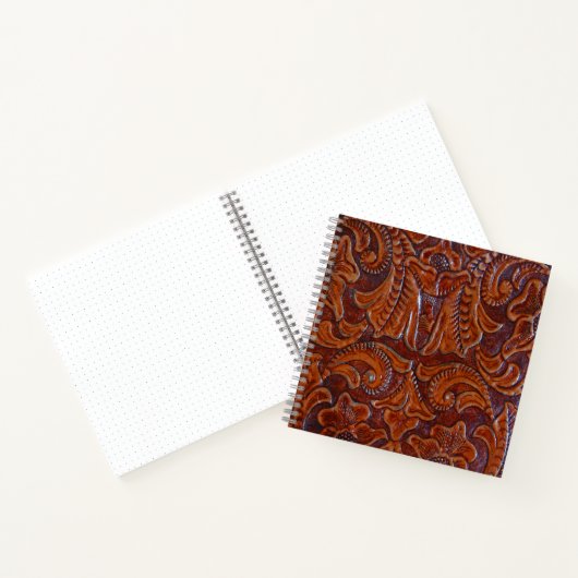 Rustic Cognac Tooled Leather PRINT SpiralNotebook Notizblock (Innenseite)