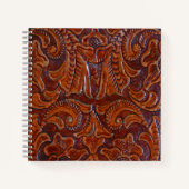 Rustic Cognac Tooled Leather PRINT SpiralNotebook Notizblock (Vorderseite)