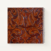 Rustic Cognac Tooled Leather PRINT SpiralNotebook Notizblock (Rückseite)