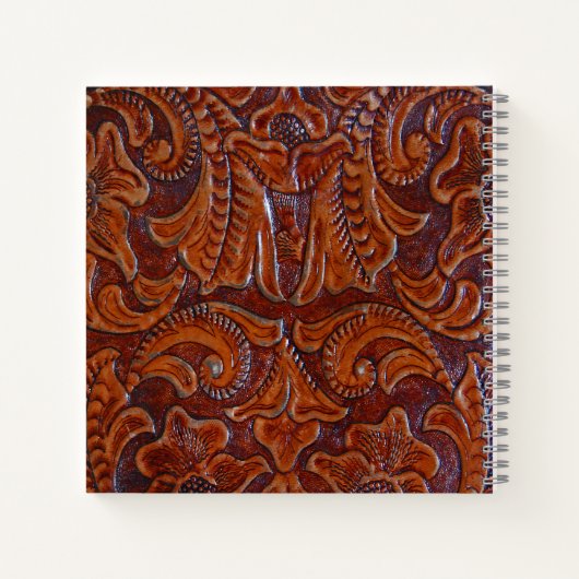 Rustic Cognac Tooled Leather PRINT SpiralNotebook Notizblock (Rückseite)