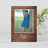 Rustic College Graduation Announcement with photo Karte (Stehend Vorderseite)