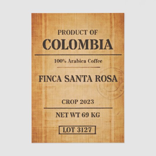 Rustic Colombian Coffee Burlap Sack FC6 Decoupage Seidenpapier (Vorderseite)