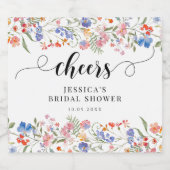 Rustic Colorful Wildflower Bridal Shower Schaumweinetikett (Einzelnes Label)