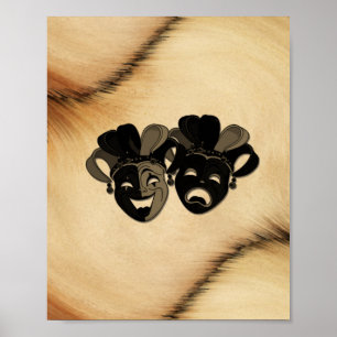 Rustic Comedy and Tragedy Theater Design Poster