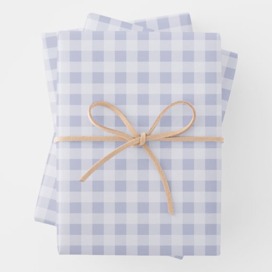 Rustic Cool Periwinkle Gray Gingham Geschenkpapier Set (Beispiel)