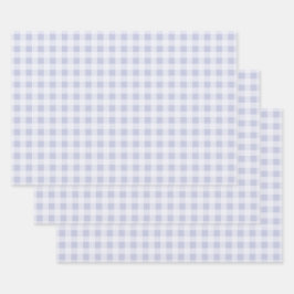 Rustic Cool Periwinkle Gray Gingham Geschenkpapier Set