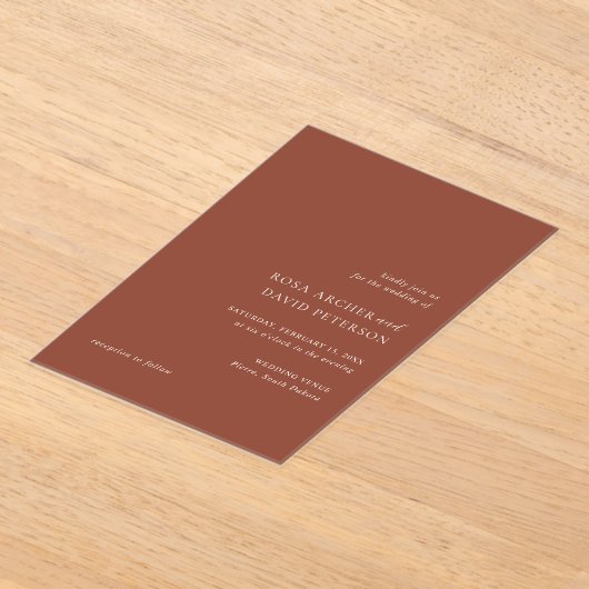 Rustic Copper Editorial Modern Wedding Acryleinladungen (Ablage )