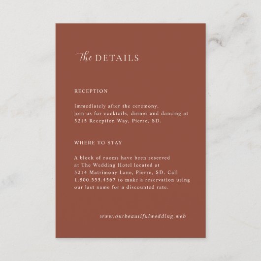 Rustic Copper Editorial Modern Wedding Begleitkarte (Vorderseite)