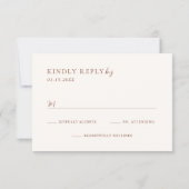 Rustic Copper Editorial Modern Wedding RSVP Karte (Rückseite)