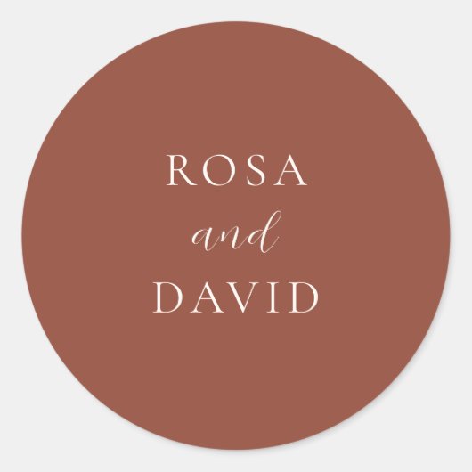 Rustic Copper Editorial Modern Wedding Runder Aufkleber (Vorderseite)