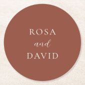 Rustic Copper Editorial Modern Wedding Runder Pappuntersetzer (Vorderseite)