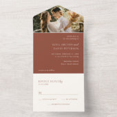 Rustic Copper Photo Editorial Modern Wedding All In One Einladung (Innen Boden)