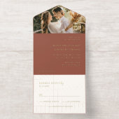 Rustic Copper Photo Editorial Modern Wedding All-in-One-Einladung (Innenseite)