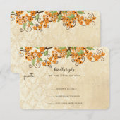 Rustic Coral Orange Spring Blossom Wedding RSVP Karte (Vorne/Hinten)