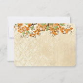 Rustic Coral Orange Spring Blossom Wedding RSVP Karte (Rückseite)