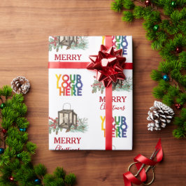 Rustic Corporate Business Logo Christmas  Geschenkpapier