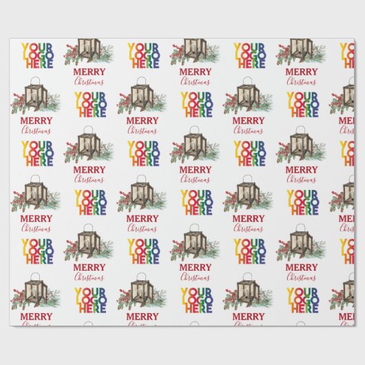 Rustic Corporate Business Logo Christmas  Geschenkpapier (Flach)