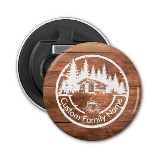 Rustic Cottage Cabin Barn | Custom Family Name Flaschenöffner (Vorderseite)