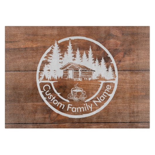 Rustic Cottage Cabin Barn | Custom Family Name Schneidebrett (Vorderseite)