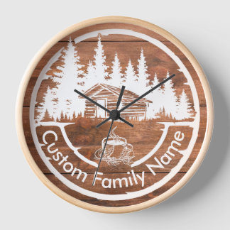 Rustic Cottage Cabin Barn | Custom Family Name Uhr