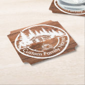 Rustic Cottage Cabin Barn | Custom Family Name Untersetzer (angewinkelt)