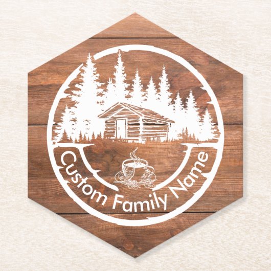 Rustic Cottage Cabin Barn | Custom Family Name Untersetzer (Vorderseite)