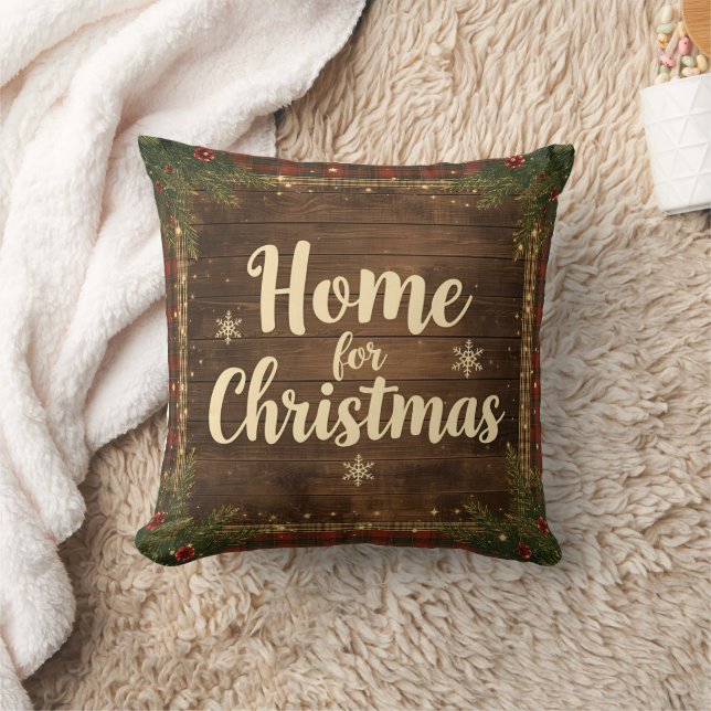 Rustic Cottage Christmas Throw Pillow | Cozy Kissen (Decke)