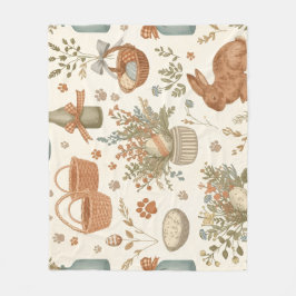 Rustic Cottagecore Easter Farmhouse Bunny Floral Fleecedecke