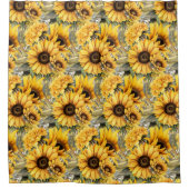 Rustic Country Americana Sunflower Shower Curtains Duschvorhang (Vorderseite)